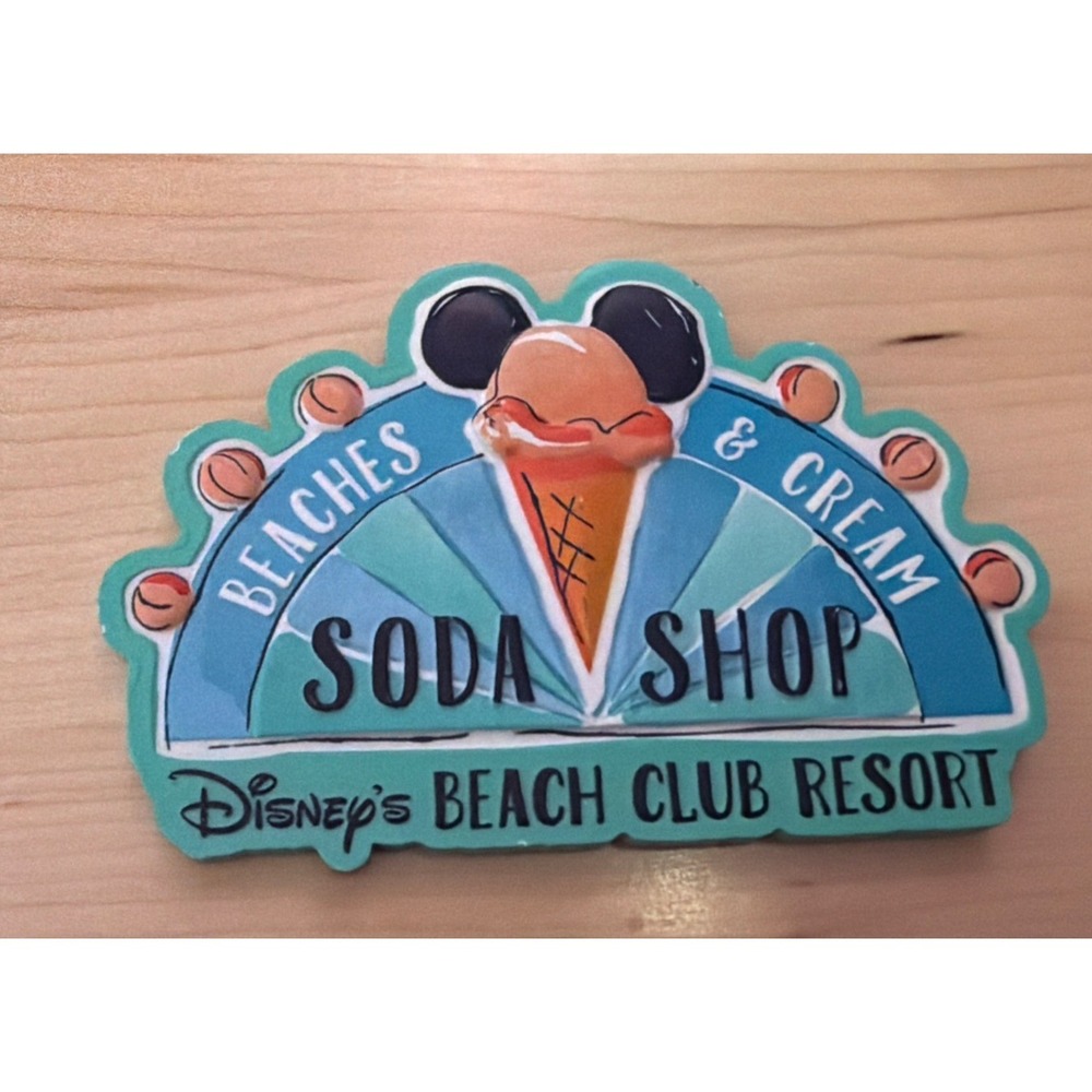 Disney Parks Beach Club Resort Magnet Beaches & Cream Soda Shop Ceramic New